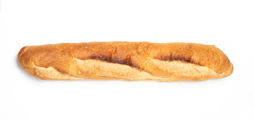 Baguette bread, French bread, Organic baguette francese on white background, Top view