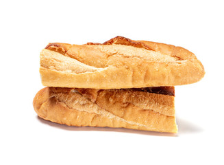 Baguette cut in half. Baguette bread. French bread. Organic baguette francese on isolated