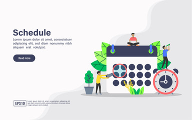 Vector illustration concept of schedule. Modern illustration conceptual for banner, flyer, promotion, marketing material, online advertising, business presentation