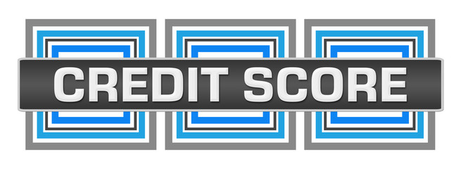 Credit Score Blue Grey Border Squares Horizontal 