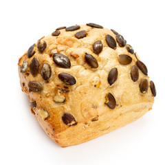 Rye eco breads on the white background.