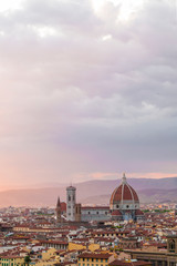 Fototapeta premium A panoramic view of Florence photographed at sunset from Piazzale Michelangelo