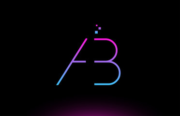 AB A B pink blue alphabet letter combination logo icon design