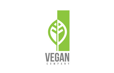 vegan company creative green leaf logo icon design concept idea