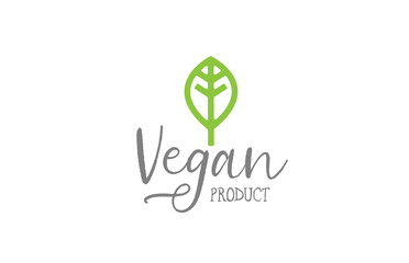 vegan product creative green leaf logo icon design concept idea