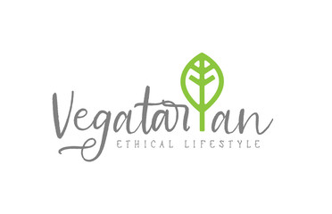Fototapeta premium vegetarian creative green leaf logo icon design concept idea