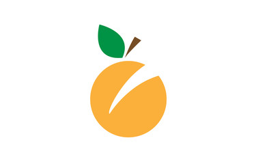 orange fruit green creative logo icon design concept idea