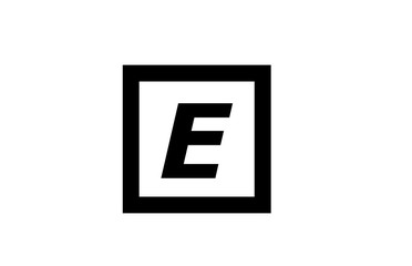 E black and white square alphabet letter logo icon design
