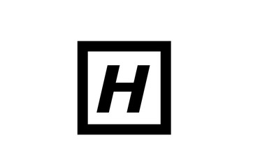 H black and white square alphabet letter logo icon design