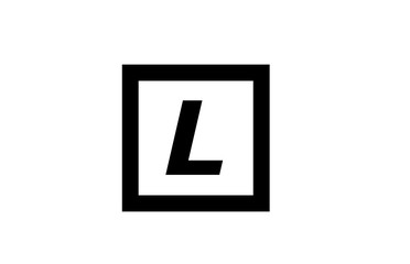 Fototapeta premium L black and white square alphabet letter logo icon design