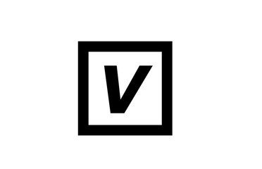 V black and white square alphabet letter logo icon design
