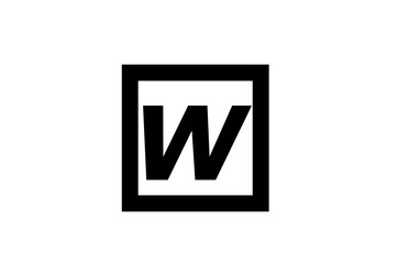 W black and white square alphabet letter logo icon design