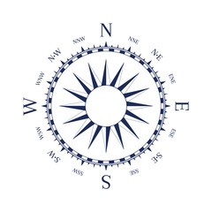 Vintage nautical rose of winds with named direction.