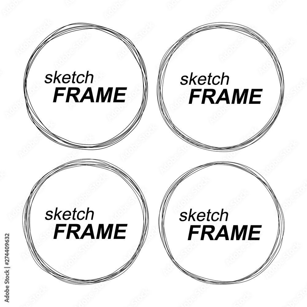 Poster hand drawn circles sketch frame set. vector decoration scribble. doodle circular logo design element