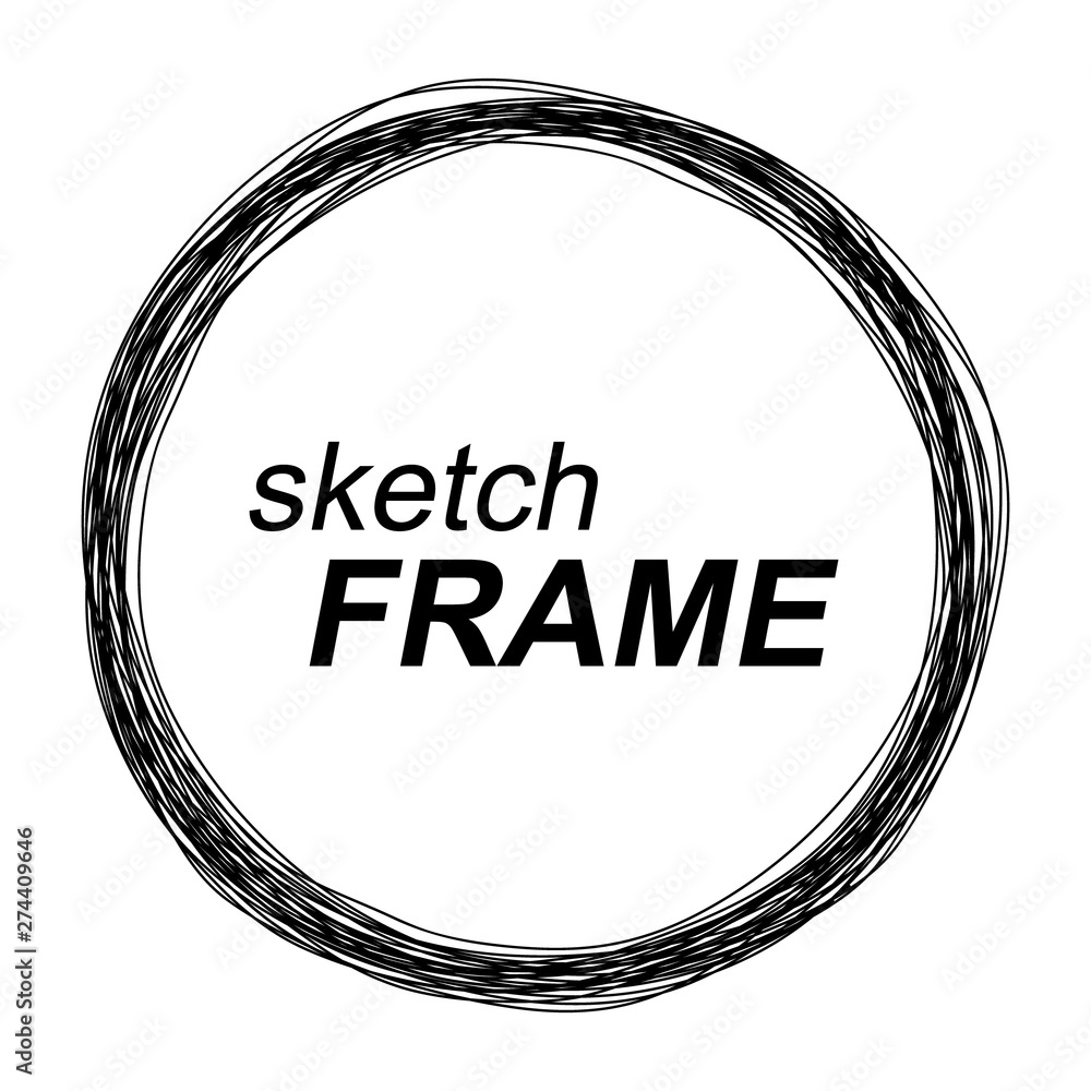 Poster hand drawn circles sketch frame.