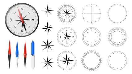 Fotobehang Navigational compass with set of additional dial faces, wind roses and directional needles. © o_a