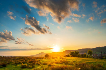 Colorful sunset in the summer