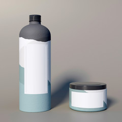 Cosmetic mock-up on grey background. 3d render. Modern design