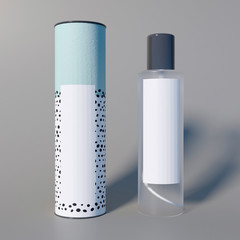 Cosmetic mock-up on grey background. 3d render. Modern design