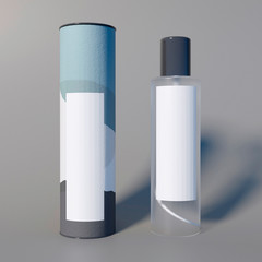 Cosmetic mock-up on grey background. 3d render. Modern design