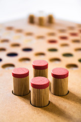 Spielsteine. Rote Gruppe. Red gaming peace.