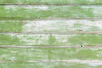 Background from a vintage wood painted in green paint with scuffs