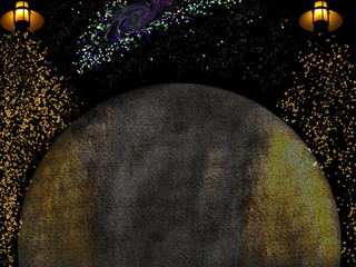 abstract background with stars and planets