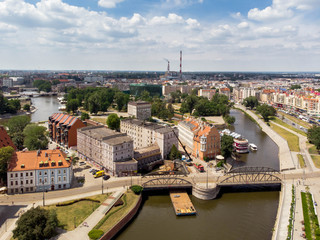 The aerial view of Wroclaw city center