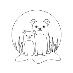 cute bears animals in landscape