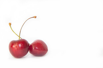 sweet cherry berries isolated on white background. red berries. . Isolated objects