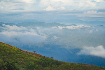 Fog and mountains in the morning