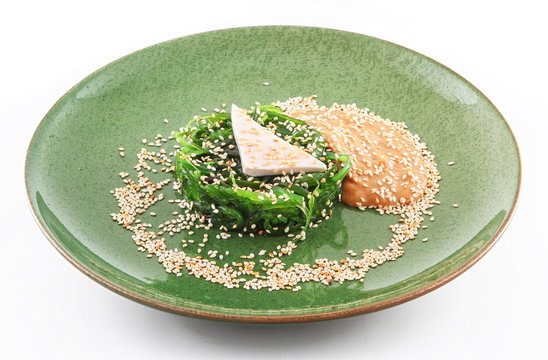 Seaweed with cheese and porridge