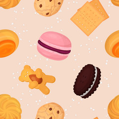Cookie and biscuits vector baking pastry and baked cooking for breakfast in bakery illustration candy and biscuity cupcakes set isolated on white background