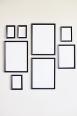 Different size framed photos.