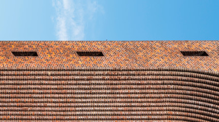 Brick wall of the cathedral in an unusual perspective