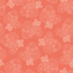 Fototapeta na wymiar Summer flower bouquets coral orange seamless vector pattern background