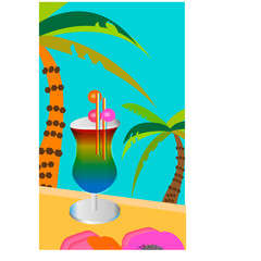 Summer tropical backgrounds set with palms, sky and sunset. Summer placard poster flyer invitation card. Summertime.