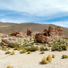Bolivia: red rock formations of the Italia Perdida, or lost Italy, in Eduardo Avaroa Andean Fauna...