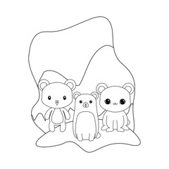 cute bears animals isolated icon