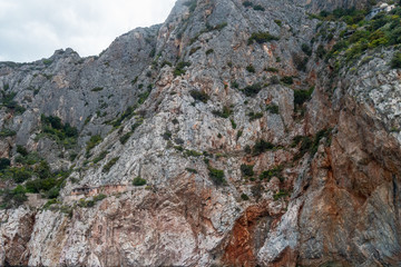Greece, april 2019, Holy Mountain Athos – different views of monasteries exteriors
