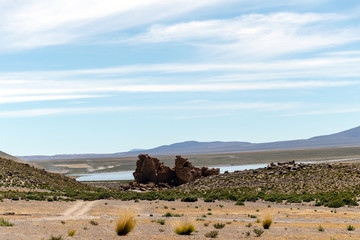 Bolivia: red rock formations of the Italia Perdida, or lost Italy, in Eduardo Avaroa Andean Fauna...