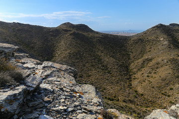 Fototapeta na wymiar Mountains landscape of the National Park of Calblanque in Murcia, Spain.