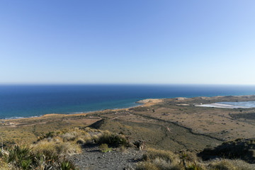 Mountains and coastline landscape of the National Park of Calblanque in Murcia, Spain.