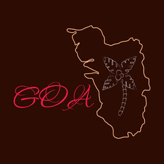 Goa India Map grey