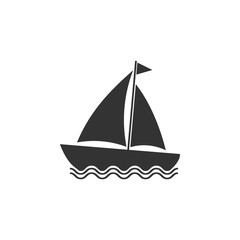 Boat, sail, sailing, ship, yacht icon. Vector illustration, flat design.