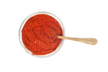 indian red chili powder isolated on white background