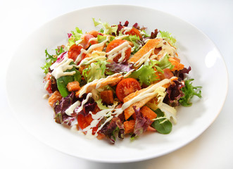 Caesar salad chiken parmesan sauce
