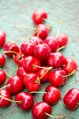 Ripe summer cherries sunny weather 