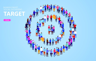Target and business goals concept, target and crowd