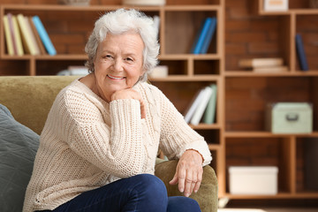 Portrait of elderly woman in nursing home